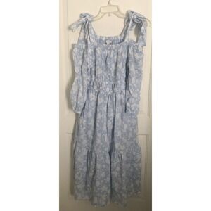 Free Assembly Dress Womens Med Boho Tiered pockets Cottage floral peasant Chic